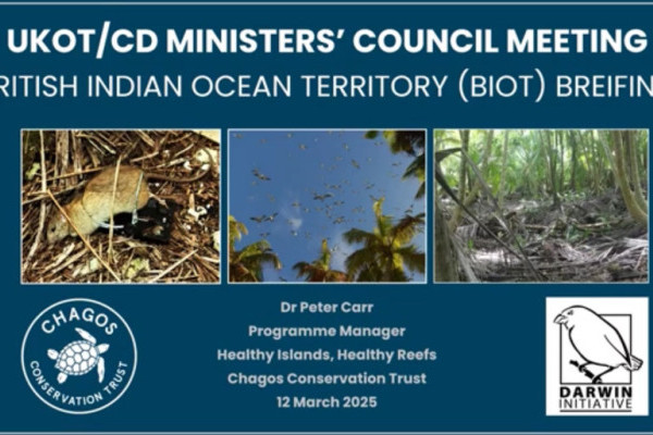 Screenshot of Dr Peter Carr's opening slide presentation to UK OT/CDs Environment Ministers